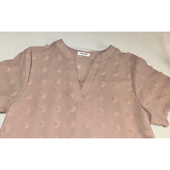 Blooming Jelly Women's Short Sleeve Shirt Polka Dot Size Large Rose Pink - Picture 4 of 8